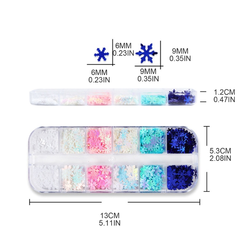 Hộp Sequin Hình Bông Tuyết Dùng Trang Trí Móng Nghệ Thuật