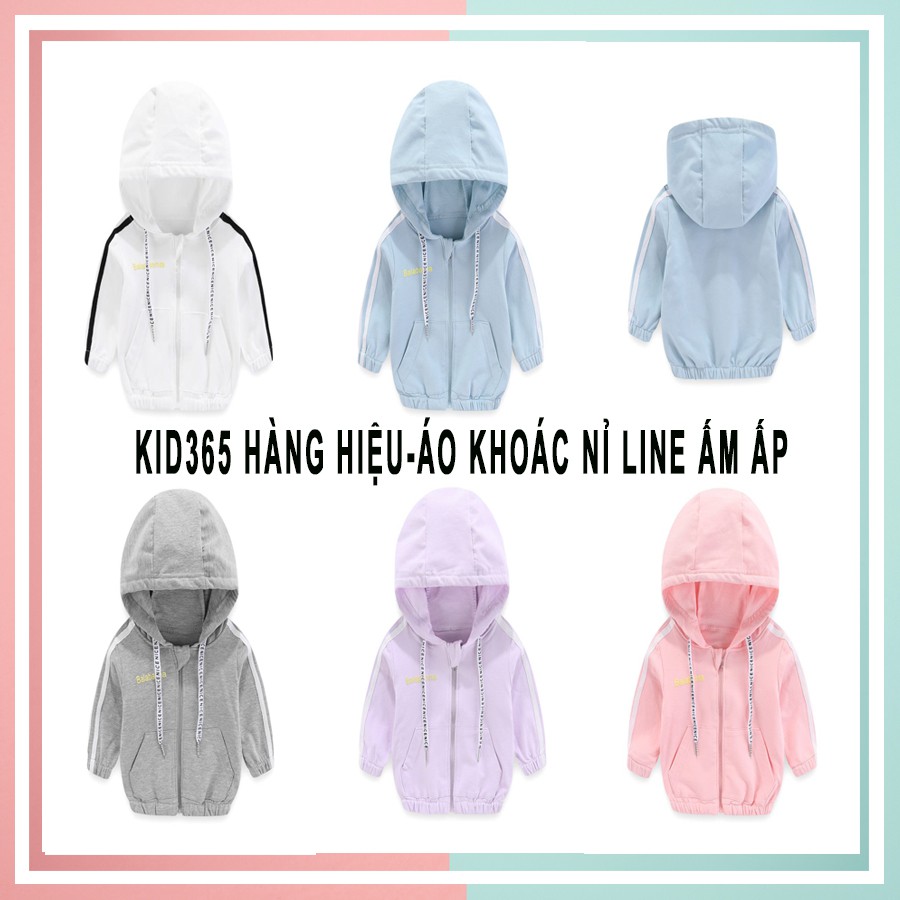 Áo Khoác Nỉ Cho Bé Line, Áo Khoác Nỉ Thể Thao - Kid 365 Hàng Hiệu - NLIN