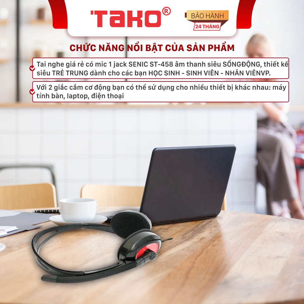 Tai nghe SENIC ST-458 chụp tai 1 jack. Chính hãng, BH 6 tháng