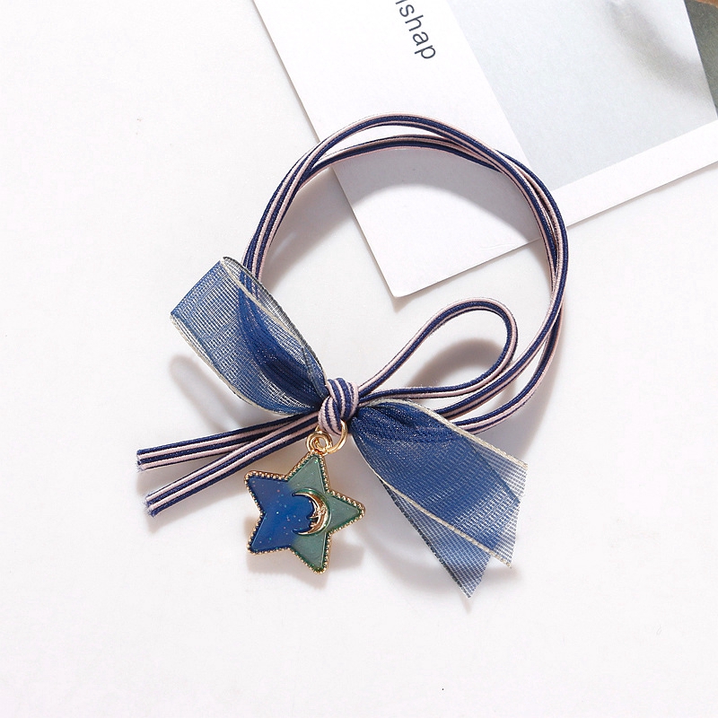 Hair Rope Starry Sky Hair Circle Bow Head Ribbon Rubber Ring Tie Hair Rubber String Woman