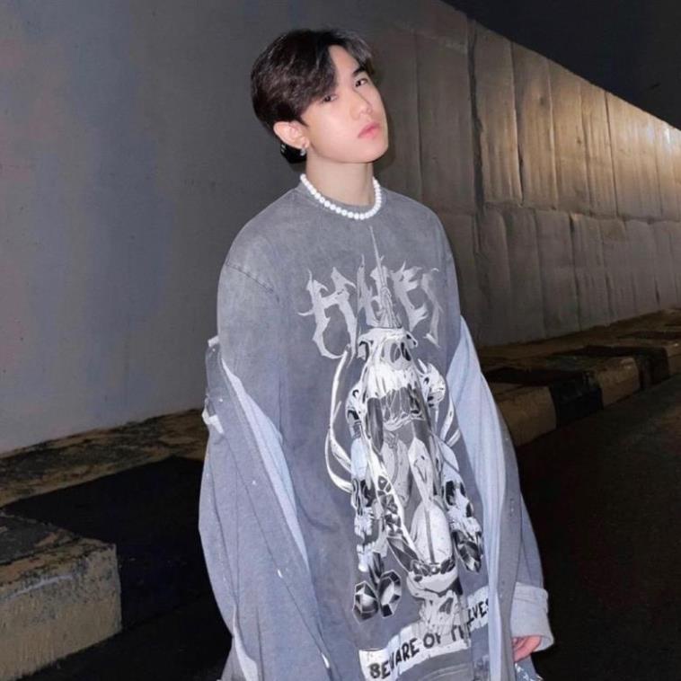Áo thun tay lỡ Hades monster wash phông loang Unisex nam nữ cotton oversize form rộng 2022 Đẹp