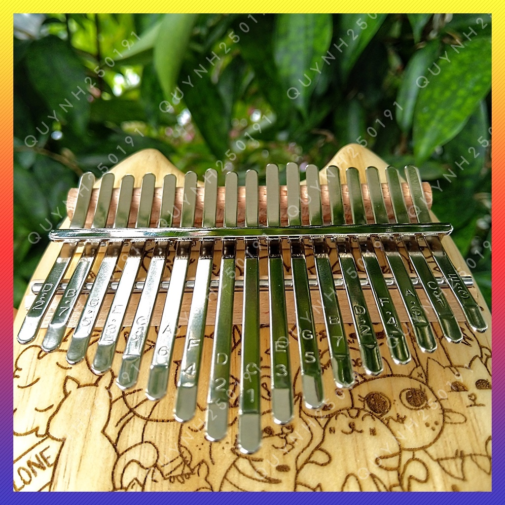 Đàn Kalimba 17 Phím Hình Mèo Chất Lượng Tốt - Khắc Hình Mèo Kute - Gỗ Tốt Và Âm Thanh Chuẩn