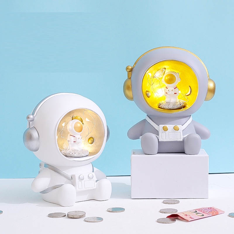 Đèn Ngủ Để Bàn Kiêm Heo Đất Tiết Kiệm Phi Hành Gia Dễ Thương Decor Văn Phòng, Phòng Ngủ Kiểu Ngồi