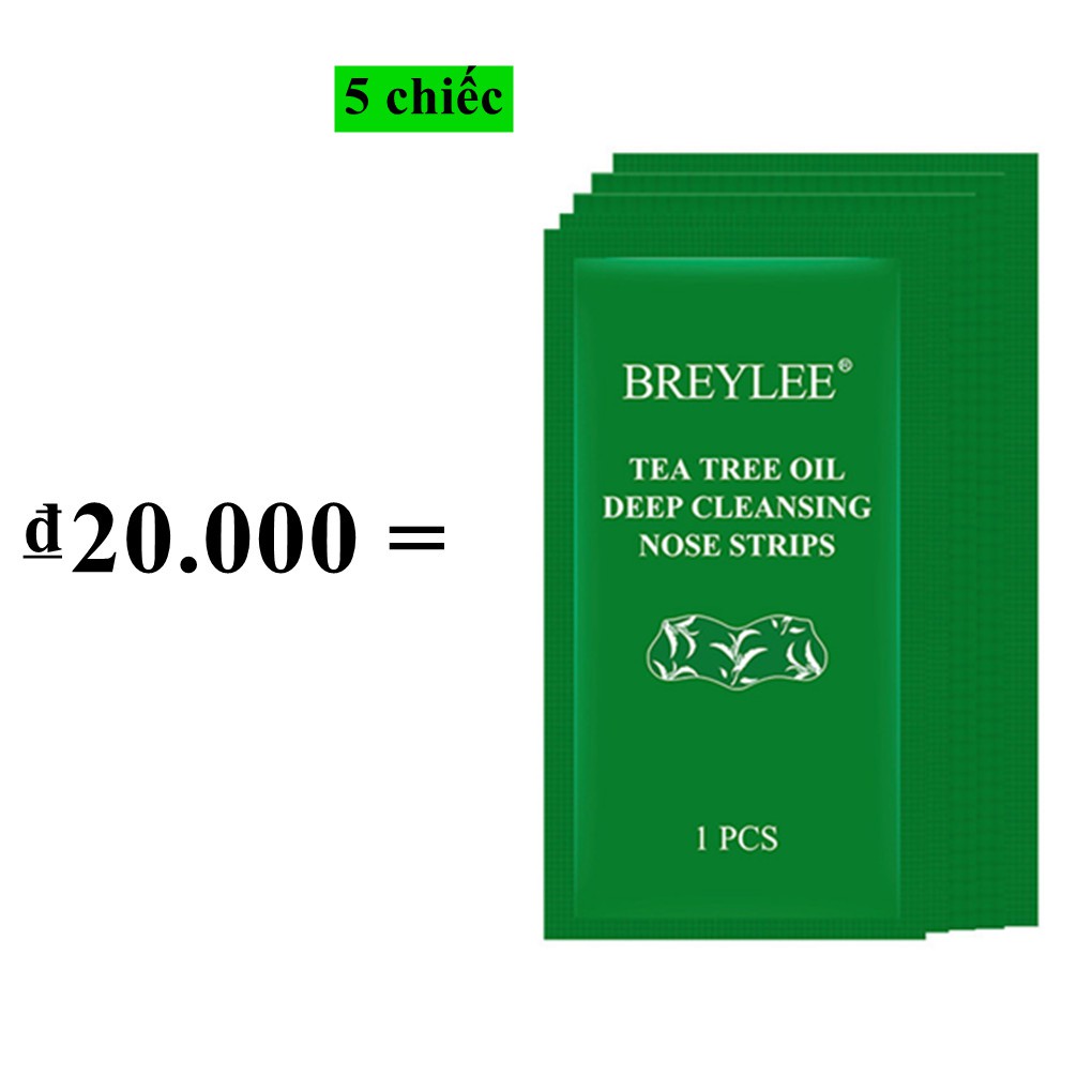 BREYLEE 5 miếng Dầu cây trà làm sạch sâu các miếng dán mũi lột mụn đầu đen làm sạch sâu tiện dụng