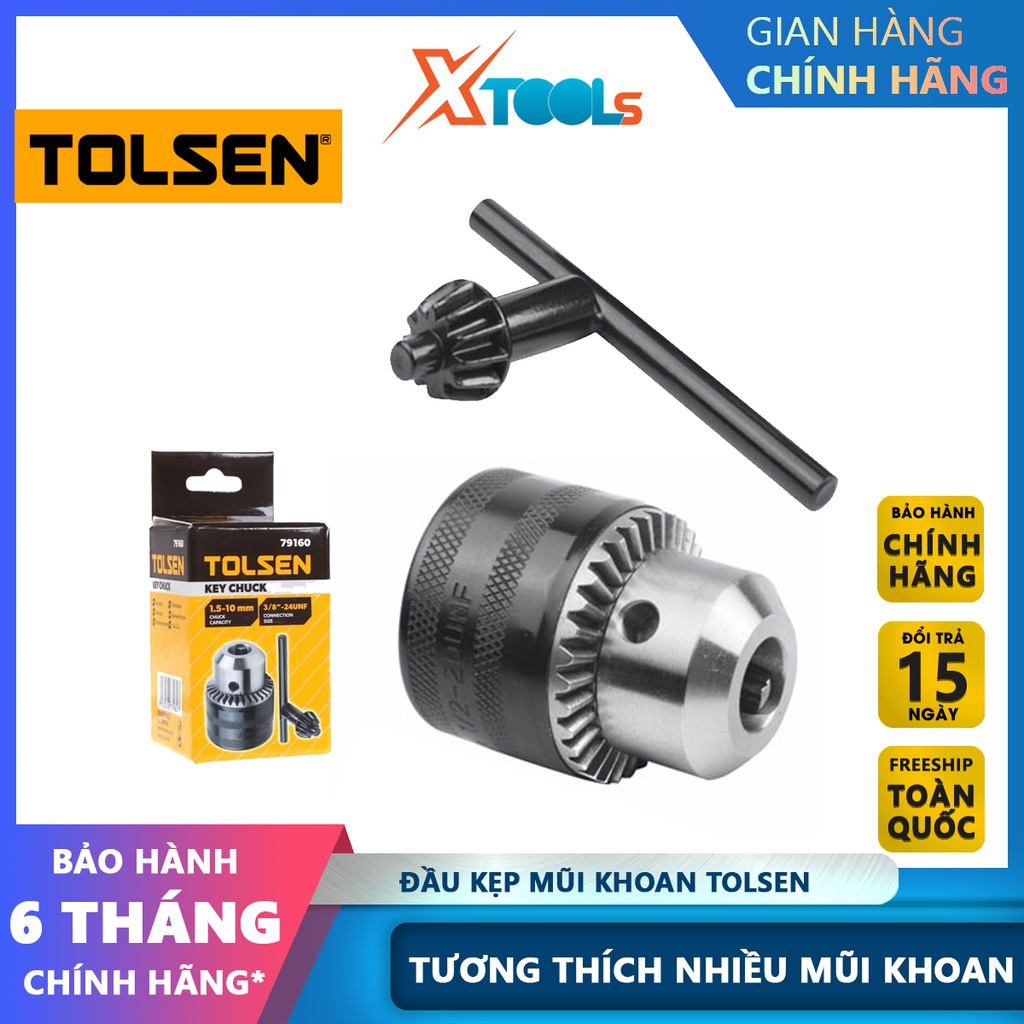 Đầu kẹp mũi khoan Tolsen 79160/79161 tương thích nhiều loại mũi khoan 1.0-10mm cơ chế khóa kẹp an toàn-CHÍNH HÃNG-XTOOLS