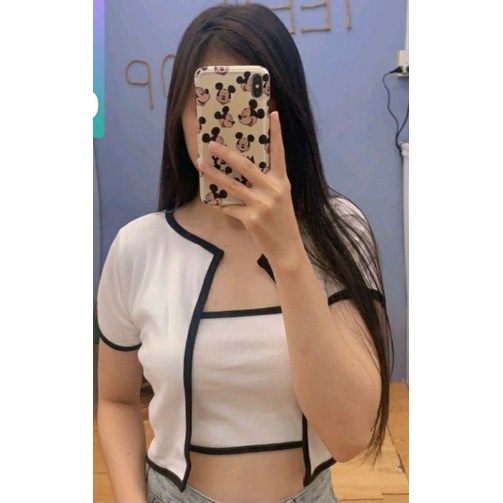 Set áo ống croptop kèm khoác ngoài