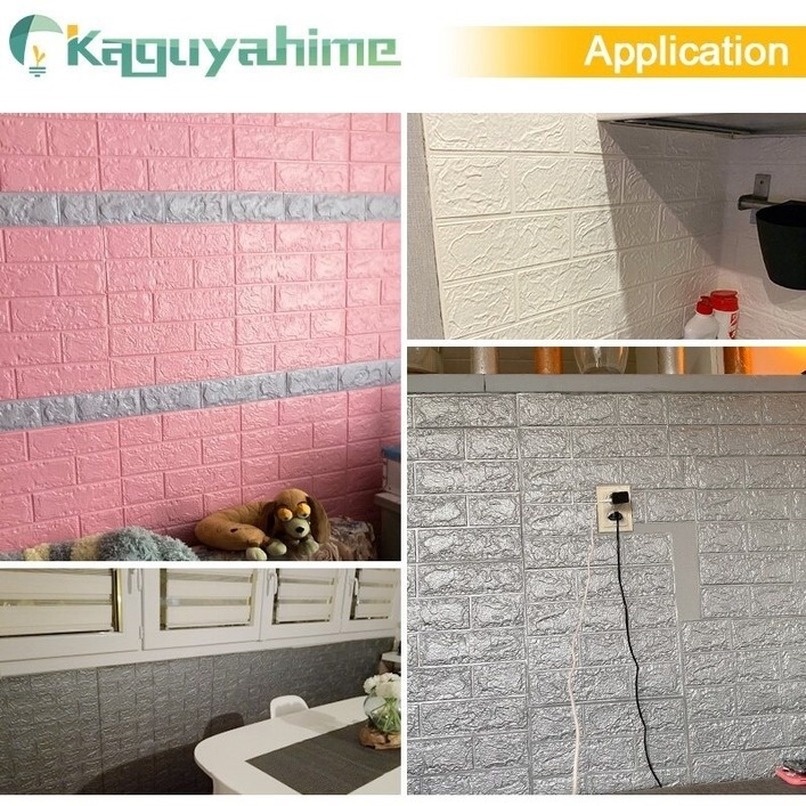 Giấy dán tường 3d bằng xốp tự dính chống thấm nước chống va chạm trang trí phòng khách nhà bếp 35x30cm