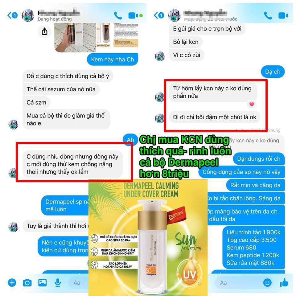 KEM CHỐNG NẮNG LÀM DỊU DA SAU LASER - LĂN KIM - PHI KIM - PEEL DA CAO CẤP DERMAPEEL+ SUN SCREEN SPF50+ - NGỪA MỤN - HQ