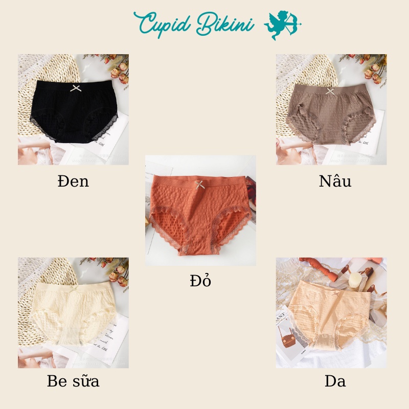 Quần lót nữ cotton trơn kháng khuẩn cạp cao đẹp dễ thương mềm mại Cupid bikini | BigBuy360 - bigbuy360.vn