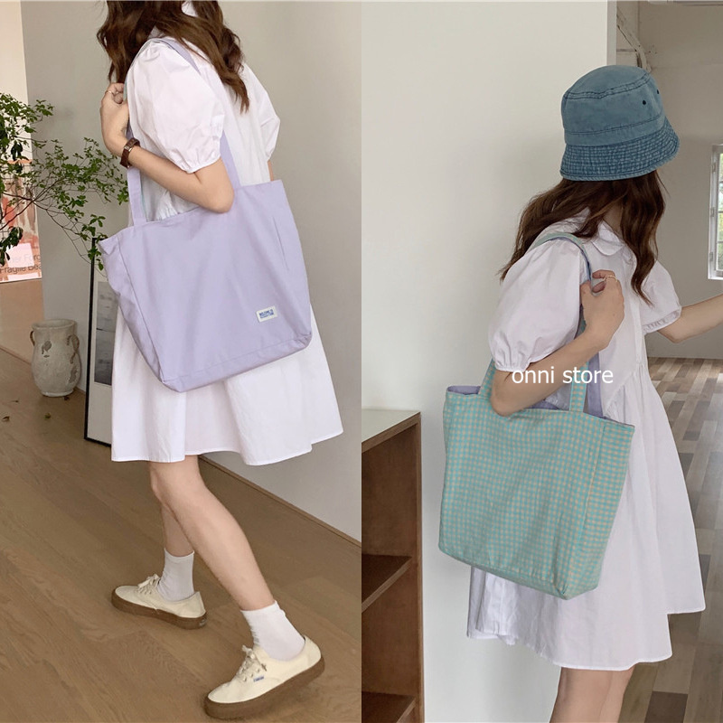 Túi xách vải bạt 2 mặt 12 ngăn phong cách mùa hè