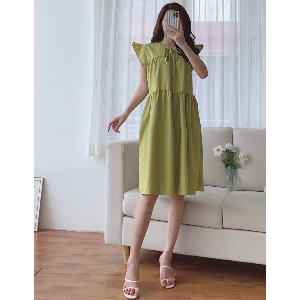 Váy bầu sát lách thời trang thiết kế M345 chất đũi hàn freesize từ 45 đến 70kg