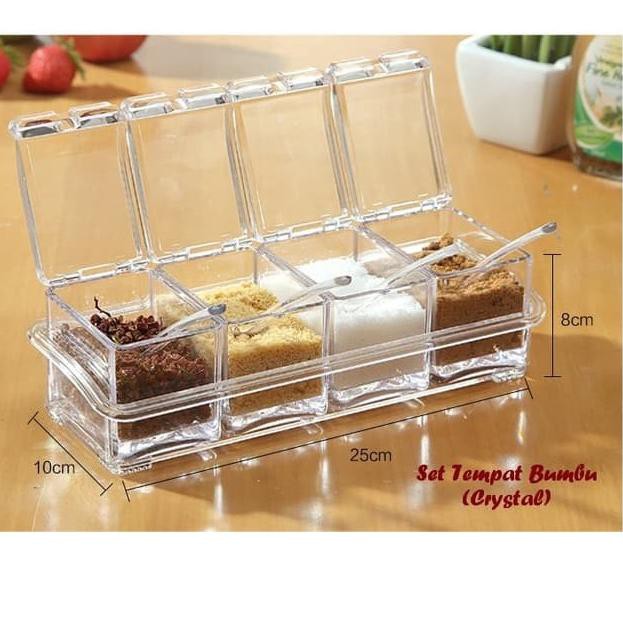 Bộ 4 Hộp Đựng Gia Vị Trong Suốt Tiện Dụng | BigBuy360 - bigbuy360.vn