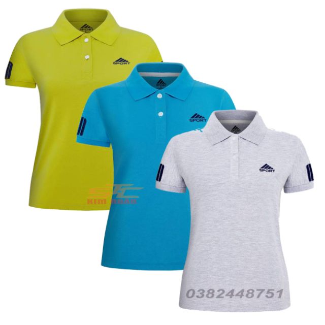 Combo 3 Áo Thun Cá Sấu Nữ Màu Da Trời - Xám Tiêu -Màu Bơ -ShopKimngantc Hình Ảnh Thật 23 Màu Tối Đa 79kg