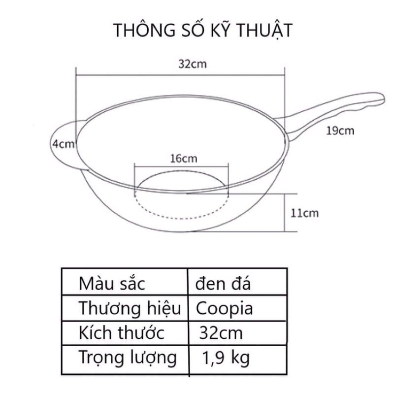 Chảo chống dính bếp từ có nắp kính, Chảo coopia Hàn Quốc size 32 cm siêu chống dính có nắp tiện dụng