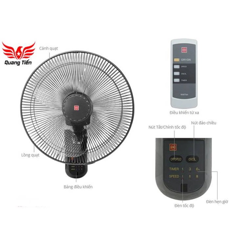 Quạt treo tường KDK M40M màu ghi, màu be (BK) (GY)