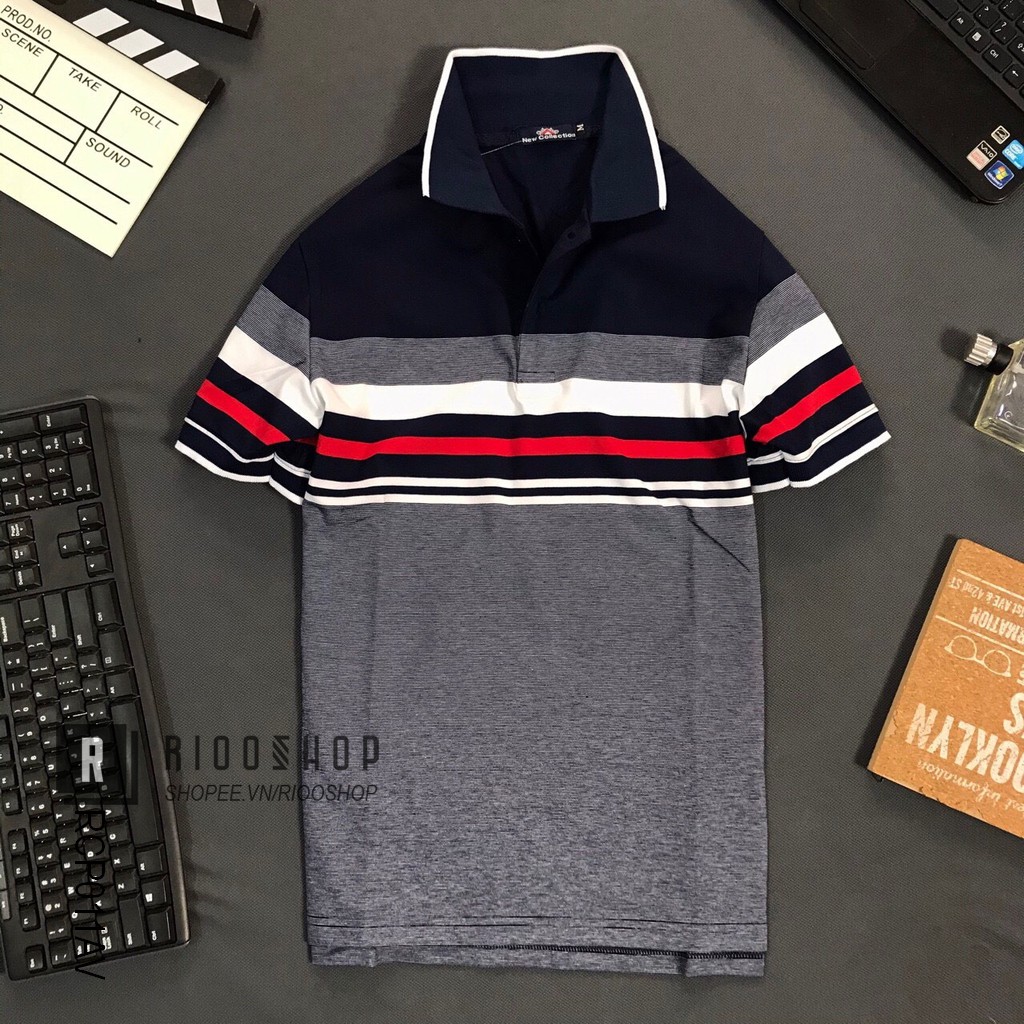 Áo polo nam sọc ngang form rộng chất cotton dày mịn NEW cực đẹp RCP011AV - áo thun nam trung niên Riooshop | BigBuy360 - bigbuy360.vn