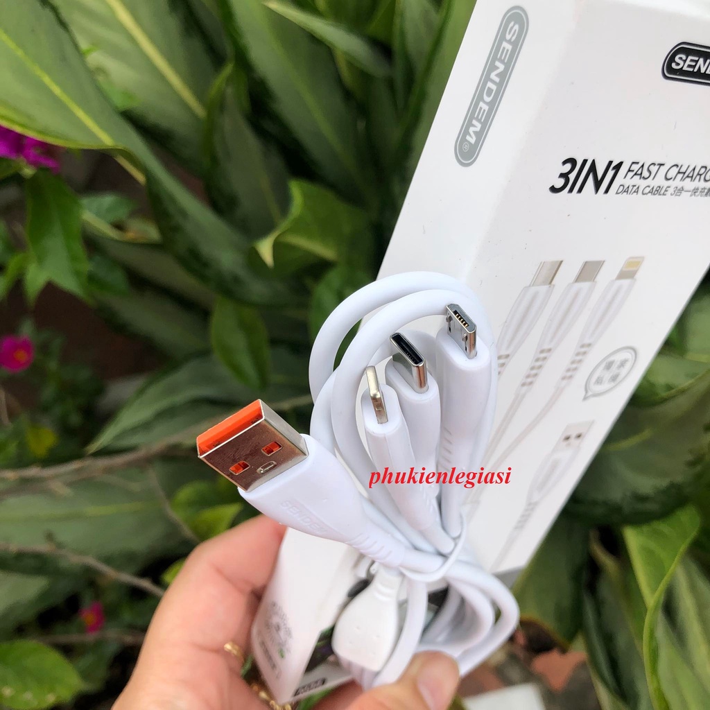 Cáp sạc 3 đầu Sendem M34 dòng 5A dài 1m2