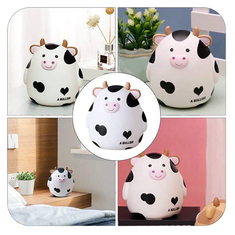 Hộp Đựng Tiền Tiết Kiệm Hình Bò Sữa Hoạt Hình Màu Trắng Dễ Thương