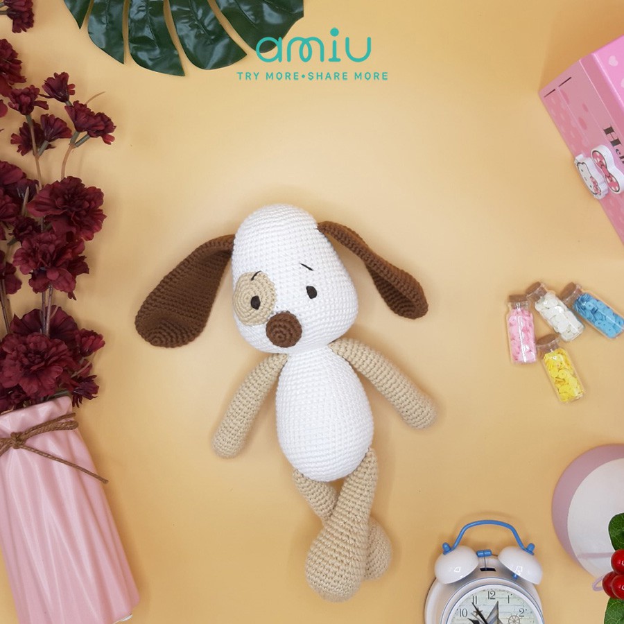 Gấu bông móc len Amigurumi cao cấp - Chó tai to - SP000236
