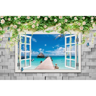 Tranh dán tường tranh trang trí cửa sổ 3D BINBIN CS34 (Có in theo yêu cầu)