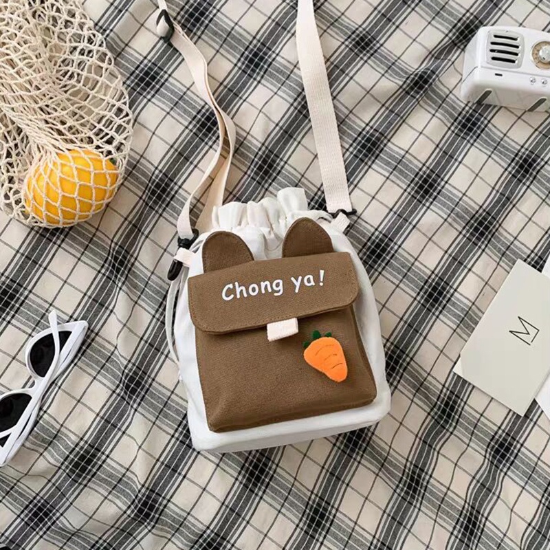 Túi Vải Canvas Đựng Điện Thoại Thiết Kế Dễ Thương Cho Nữ Sinh