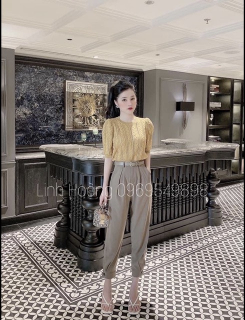 Quần Baggy Khuy gấu kèm đai lưng siêu cao