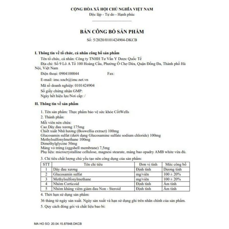 CỐT WELLS- Dùng cho người khô khớp, cứng khớp, thoái hoá xương khớp