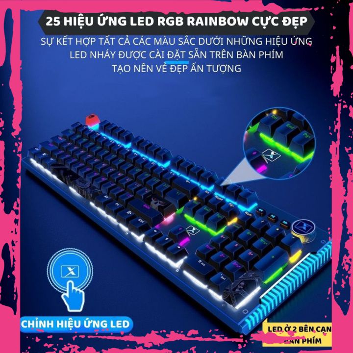 Bàn Phím Cơ Gaming K968 Cao Cấp Keycap Siêu Xịn, 20 Chế Dộ Led, Phím Blue Switch Gõ Cực Dã Chiến Mọi Tựa Game PC