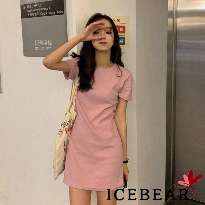 Đầm Thun Nữ Ngắn Tay Cổ Tròn In Hình Cây Kem