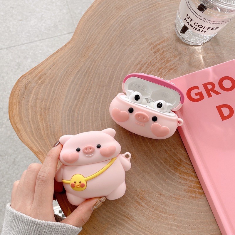 vỏ đựng tai nghe  bảo vệ hộp sạc tai nghe Airpods 1/2/3 2021 Pro Hình Chú Heo Dễ Thương