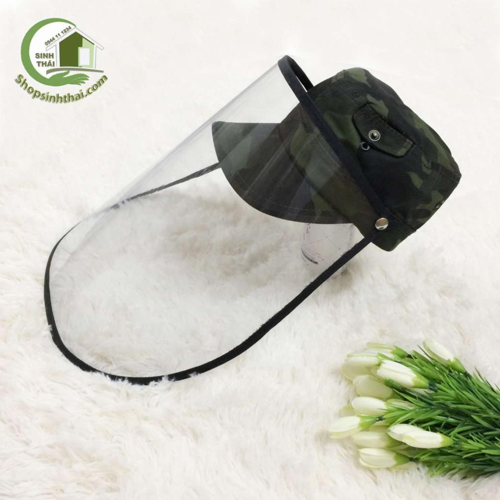 Nón mũ chống giọt bắn nước bọt - nón mũ kết nam rằn ri có màn che kính