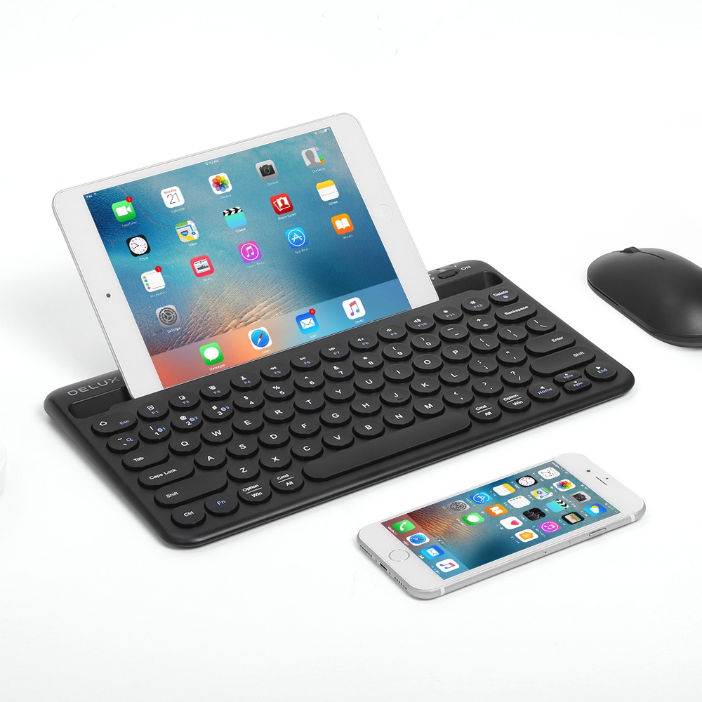 Bàn Phím Bluetooth Không Dây Delux K2213V Kèm Giá Đỡ 78 Phím Cho Windows Mac