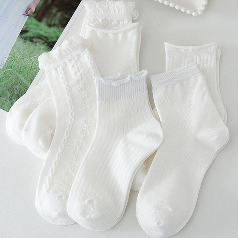 Tất nhún cổ cao MOKANA tất cổ bèo trắng đáng yêu phong cách Hàn Quốc TC16