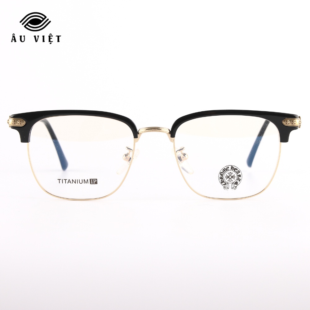 Gọng kính CH-2031 kim loại titanium nam nữ dáng chữ nhật vuông màu vàng/bạc Full box