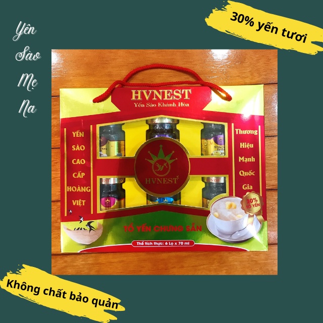 Set Quà Tặng 6 Hũ Yến Sào Chưng Sẵn Khánh Hòa Hoàng Việt