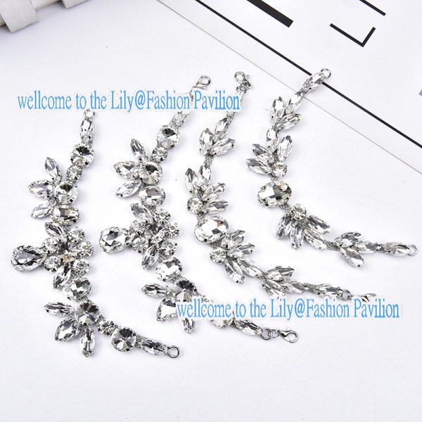 1402885 Phụ Kiện Dây Xích Tròn Đính Đá Mắt Ngựa Trắng Trang Trí Túi Xách / Đầm Cô Dâu