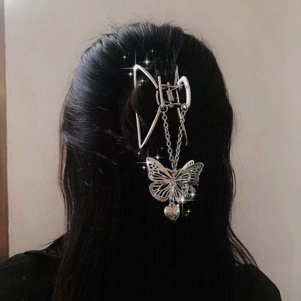 Kẹp Tóc Kim Loại Mặt Hình Bướm Ba Chiều Cá Tính Dễ Phối Đồ