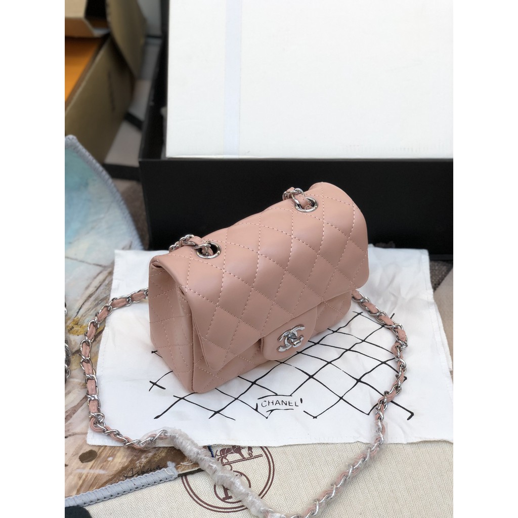 Túi Classic super da lì size 18cm màu hồng