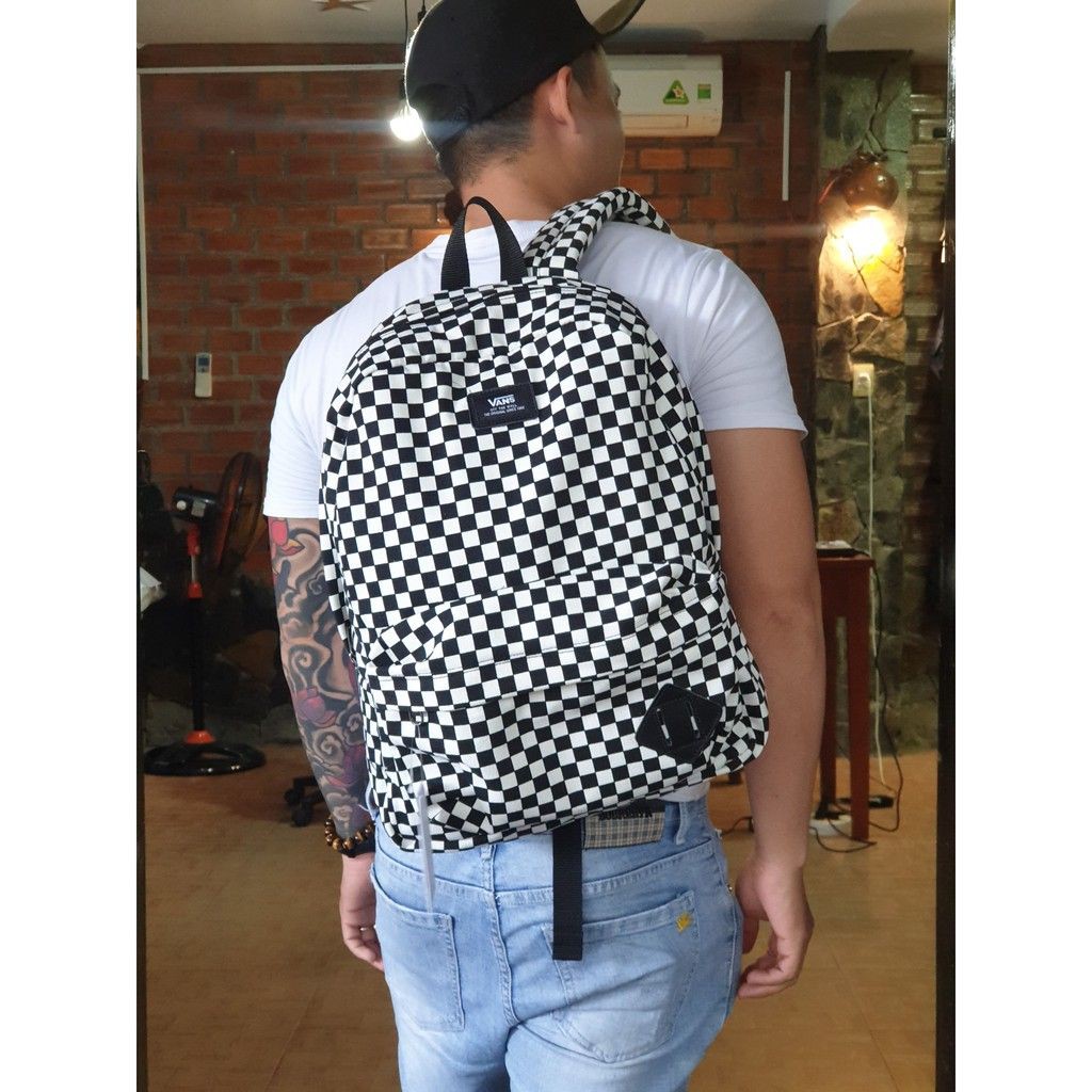 Balo Đi Học Nam Nữ  Van.s Old Skool Black/White Checkerboard