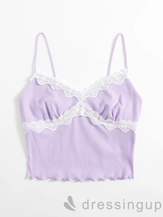 DRE-Women Sexy Lace Sleeveless Sling Summer Casual Solid Color Tops | BigBuy360 - bigbuy360.vn