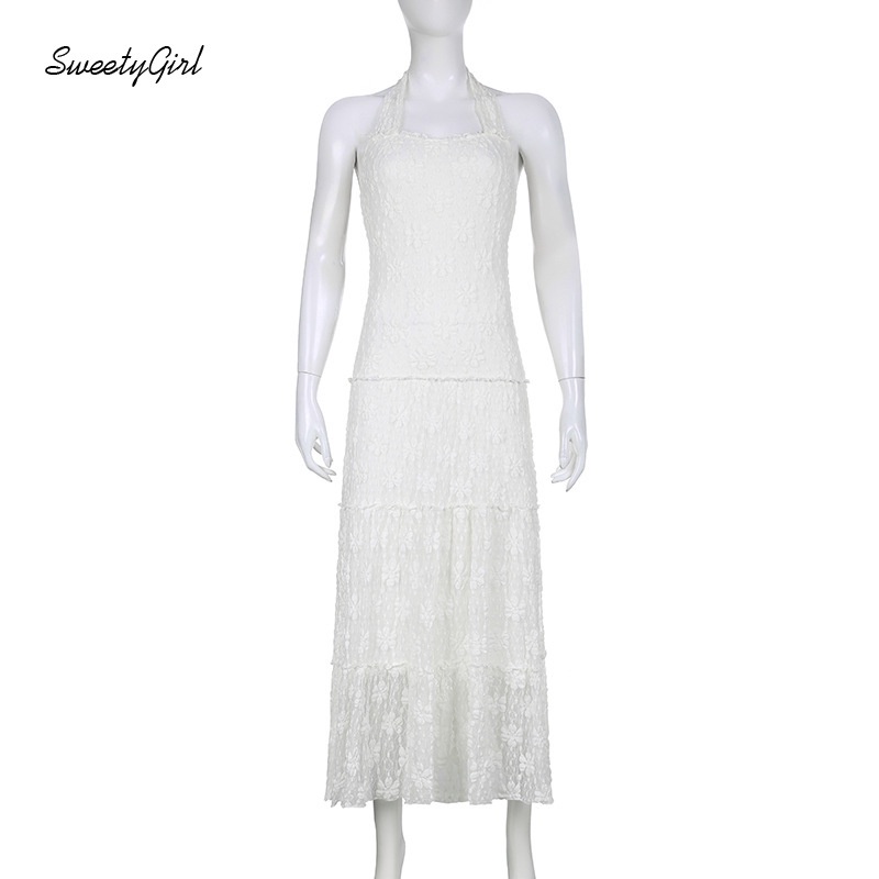 Đầm Maxi Không Tay Cổ Vuông Phối Ren Màu Sắc Ngọt Ngào Thời Trang 2022 Cho Nữ