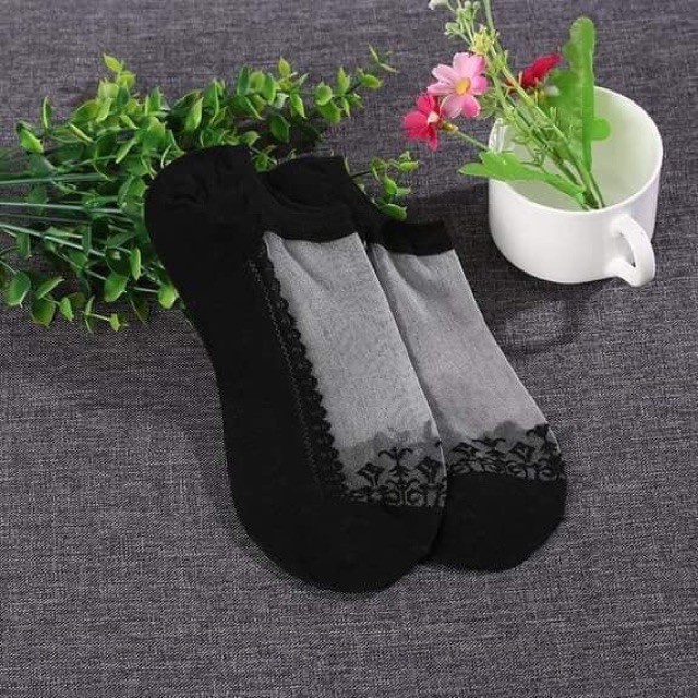 Set 10 đôi tất vớ hài nữ ren công chúa màu đen cực xinh
