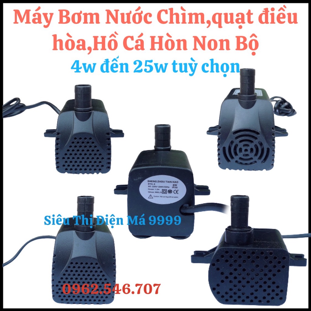 Máy Bơm Nước Chìm,quạt điều hòa,Hồ Cá Hòn Non Bộ,Thác Nước 4w đến 25w