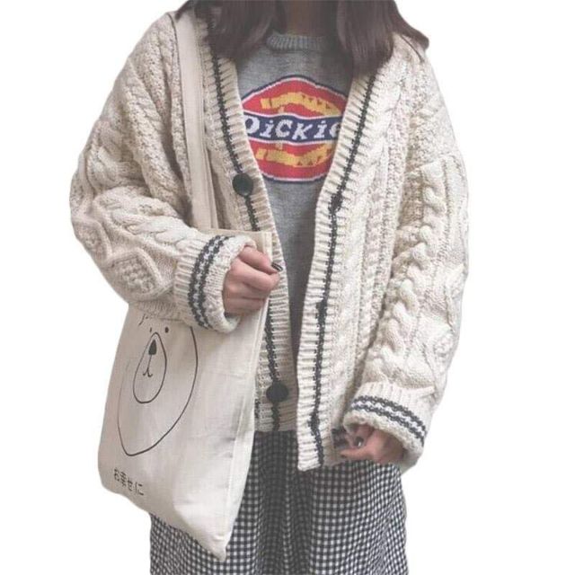 Hàng Sẵn_Áo khoác len thừng xoắn thu đông phong cách Hàn | BigBuy360 - bigbuy360.vn