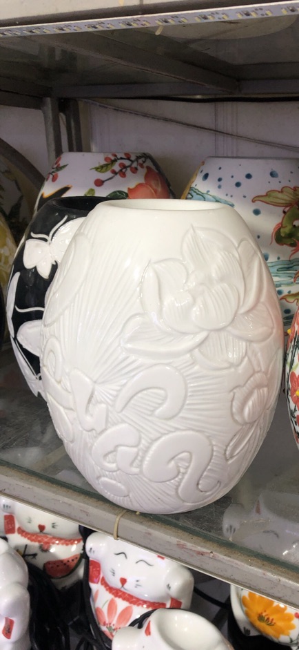 Đèn hoa sen cá chép khắc đế gỗ Bát Tràng