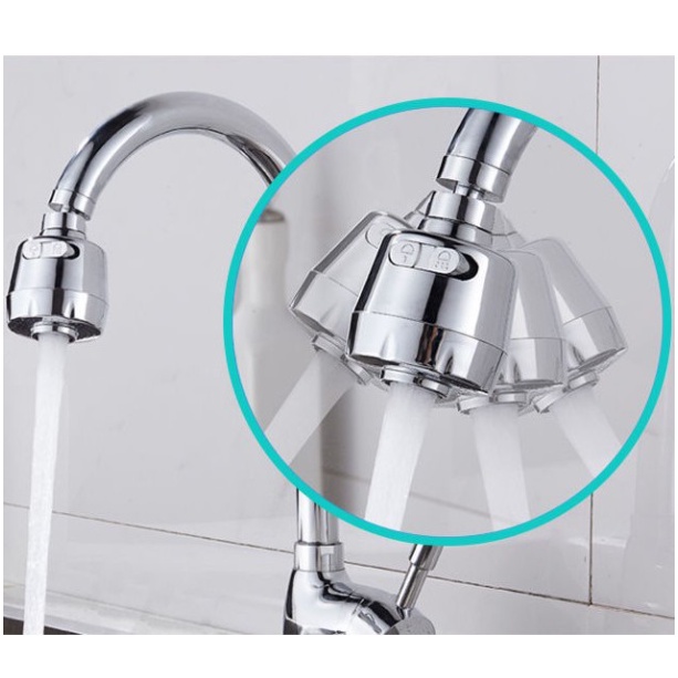 Đầu vòi rửa chén bát tăng áp Inox 304, điều hướng xoay 360 độ, 2 chế độ, tiết kiệm nước