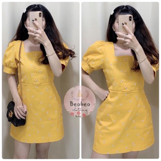 Đầm tay phồng hoa cúc dễ thương ulzzang