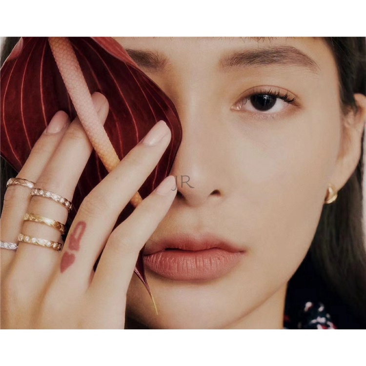 Nhẫn Coco Crush màu vàng be 18k phiên bản nhỏ họa tiết chần bông không đính đá 2022 mới