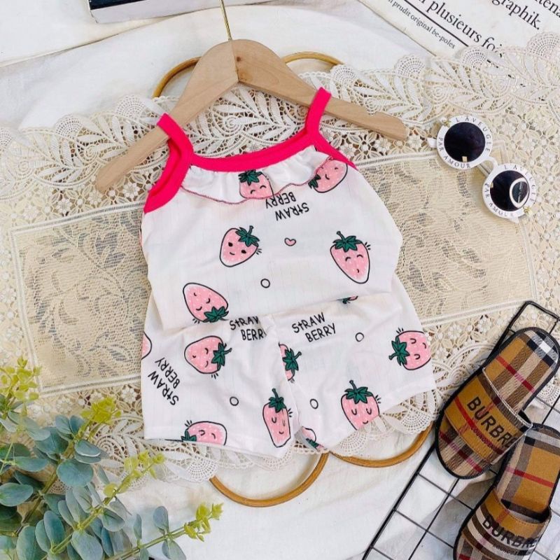 Bộ bé gái 2 dây thun lạnh cực mát chất đẹp bèo nhún