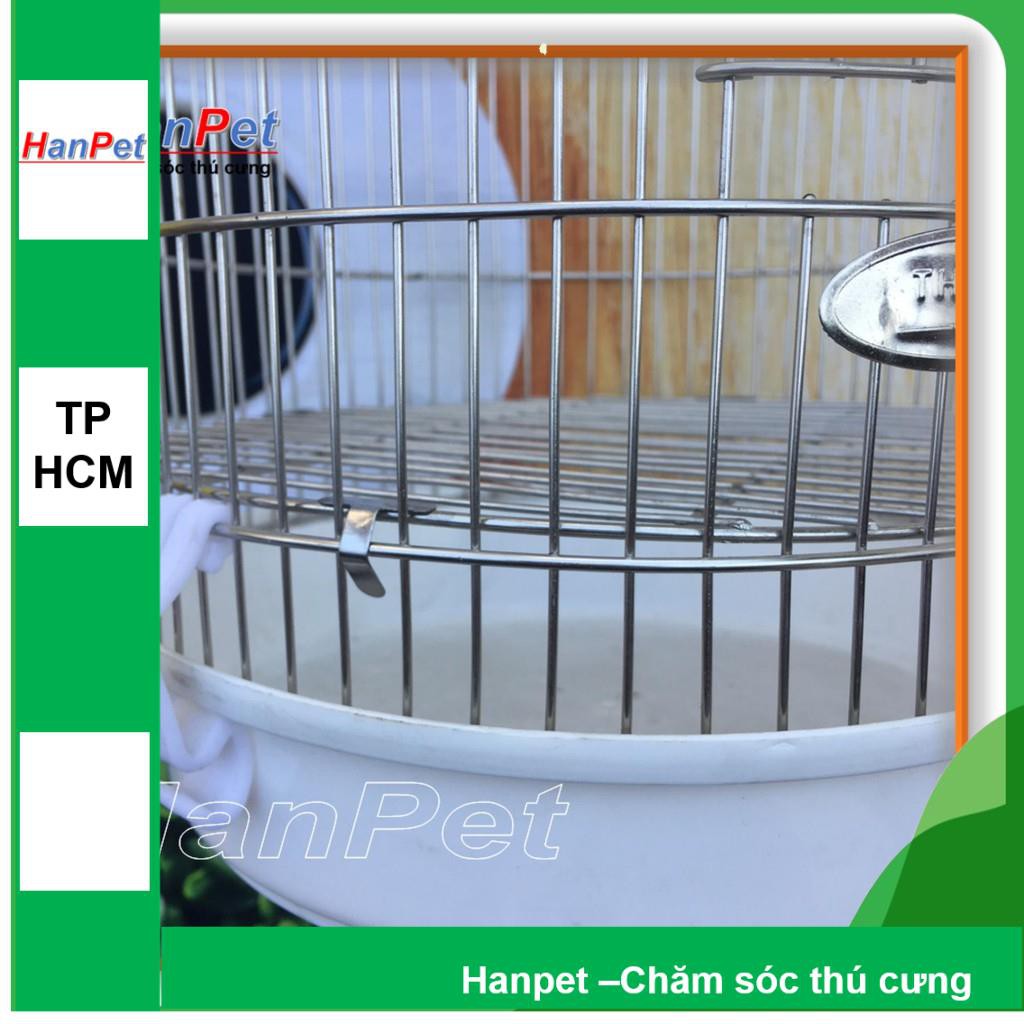 HCM-Lồng chim Inox chống gỉ sét, loại bé dành cho chim khuyên - tặng áo lồng và máng ăn, máng uống - hanpet 60